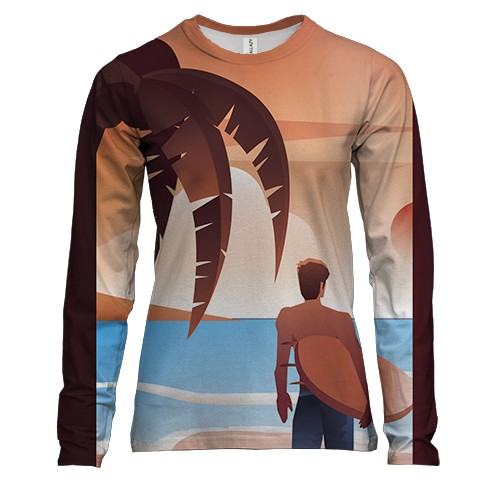 Женский 3D лонгслив с пляжным серфингом