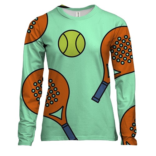Женский 3D лонгслив с теннисными мячами и ракетками