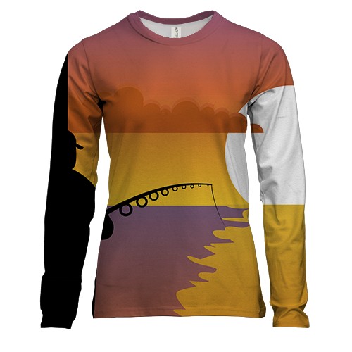 Женский 3D лонгслив с утренней рыбалкой