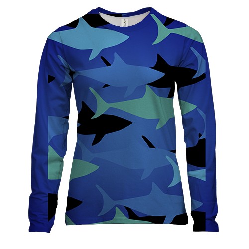 Женский 3D лонгслив с силуэтами рыб