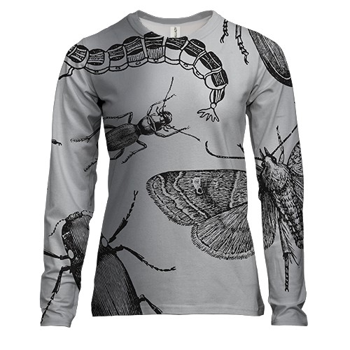 Женский 3D лонгслив с черными насекомыми