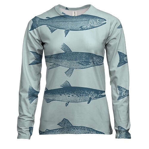 Жіночий 3D лонгслів з синіми річковими рибами