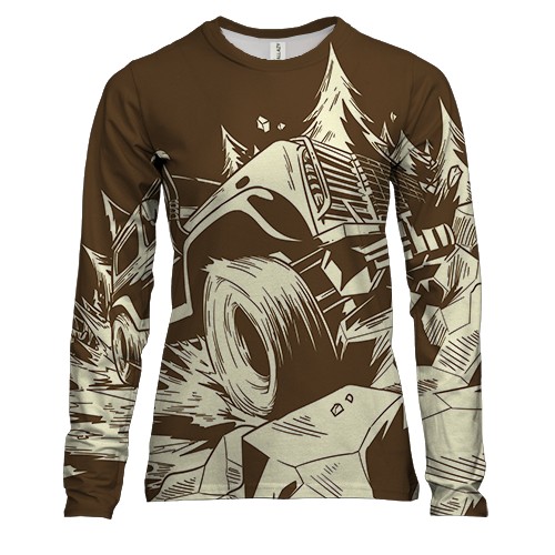 Жіночий 3D лонгслів з позашляховиком і камінням