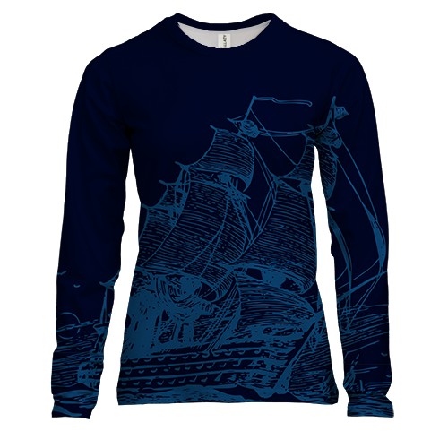 Жіночий 3D лонгслів з нічним кораблем