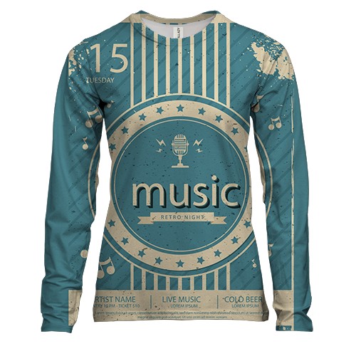 Жіночий 3D лонгслів music guitar