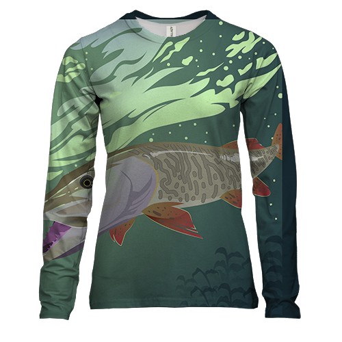 Женский 3D лонгслив с рыбой под водой в реке