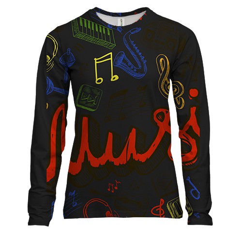 Женский 3D лонгслив Music (2)
