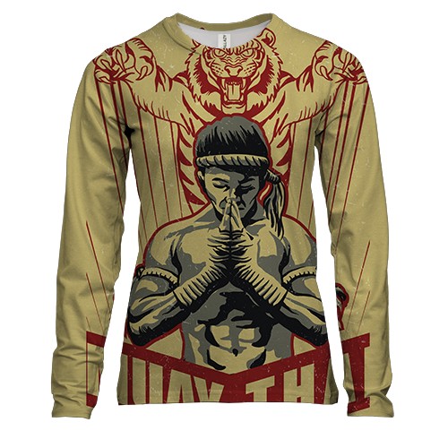 Женский 3D лонгслив с борцом Muay Thai