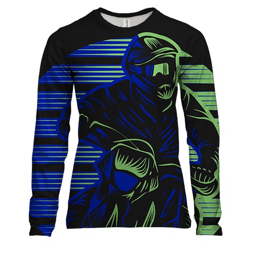 Женский 3D лонгслив с неоновым ночным