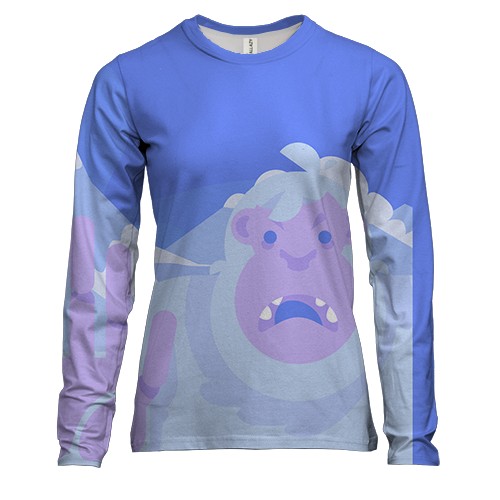 Женский 3D лонгслив с удивленным Йети