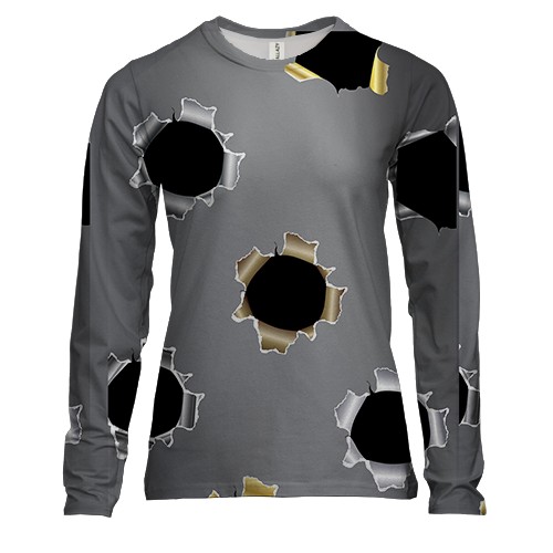 Женский 3D лонгслив со следами пуль