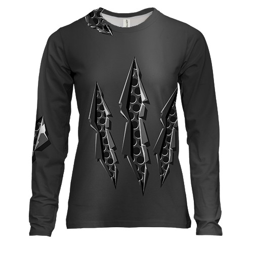 Женский 3D лонгслив с металлическими царапинами