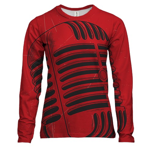 Жіночий 3D лонгслів з червоним мікрофоном