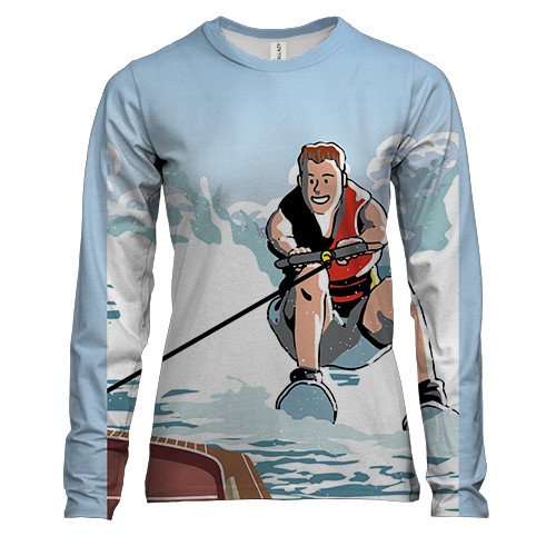 Женский 3D лонгслив с парнем на водном скутере