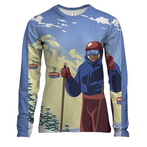 Женский 3D лонгслив с лыжником