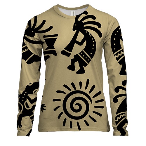 Женский 3D лонгслив с черными наскальными людьми