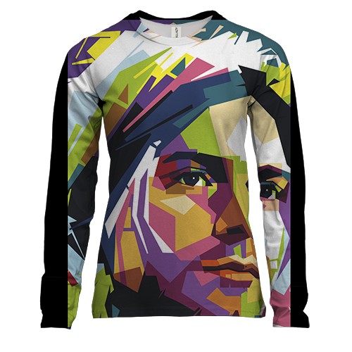 Женский 3D лонгслив с арт Куртом Кобейном
