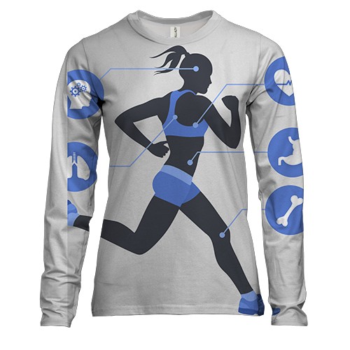 Жіночий 3D лонгслів зі спортивної дівчиною і графіком