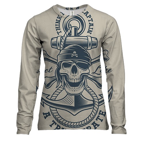 Женский 3D лонгслив с винтажным пиратом