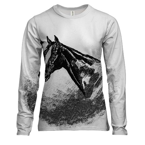 Женский 3D лонгслив с карандашной лошадью