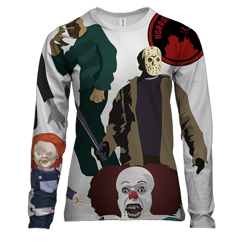 Женский 3D лонгслив с персонажами ужастиков