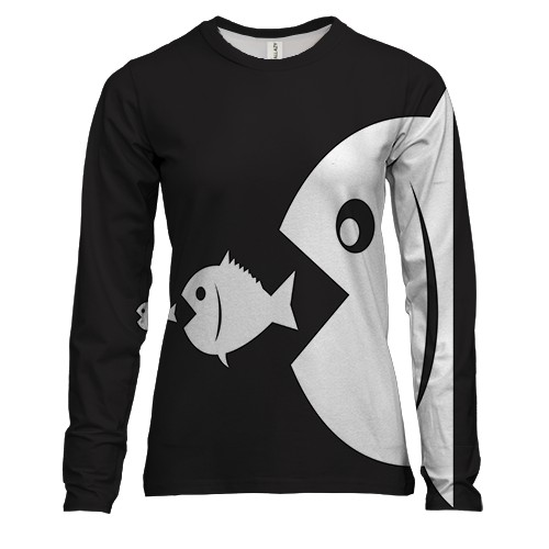 Женский 3D лонгслив с пищевой цепью рыб