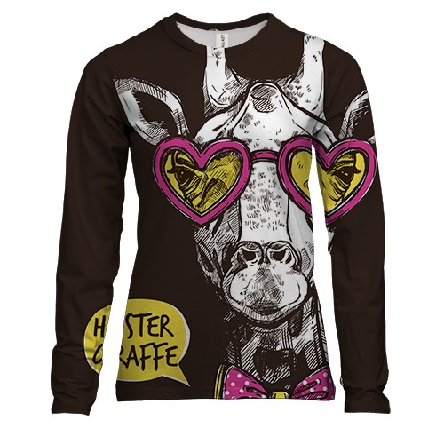 Жіночий 3D лонгслів з хіпстера жирафом