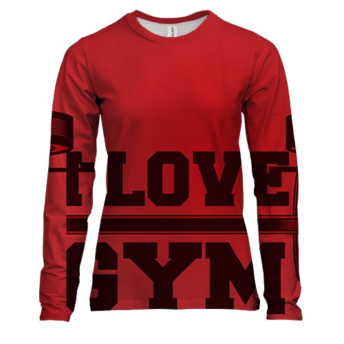 Женский 3D лонгслив I love gym