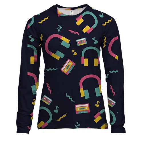 Жіночий 3D лонгслів з навушниками і касетами