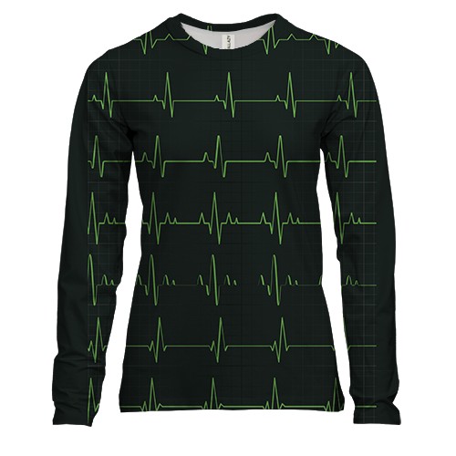 Женский 3D лонгслив с кардиограммой