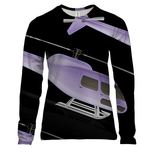 Женский 3D лонгслив с негативными вертолетами