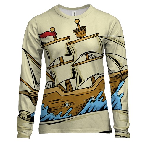 Женский 3D лонгслив с белым парусником