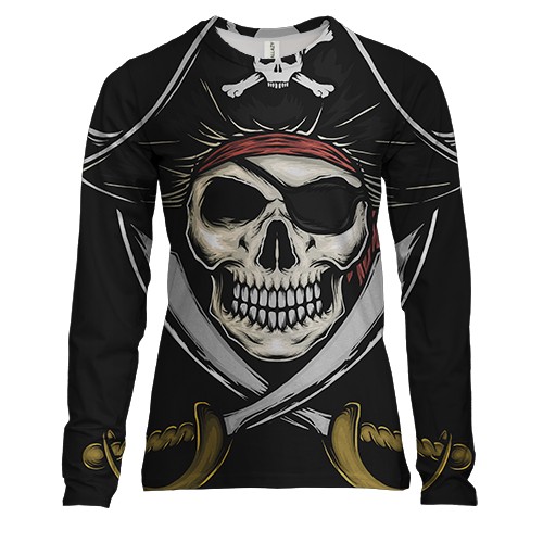 Жіночий 3D лонгслів з піратом і мечами