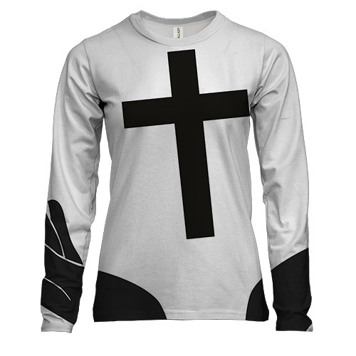 Женский 3D лонгслив с крестом и руками