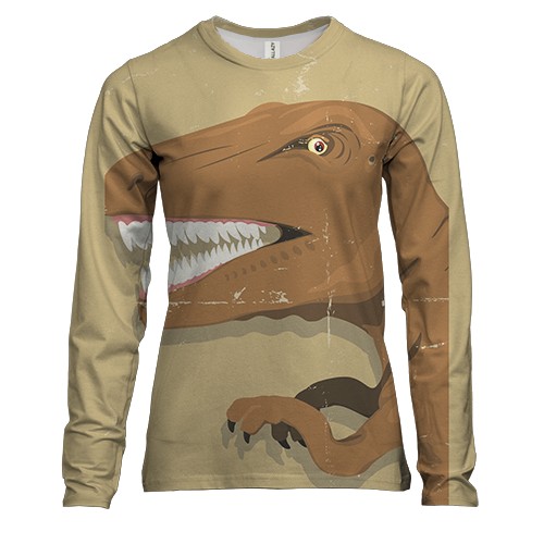 Жіночий 3D лонгслів з коричневим динозавром