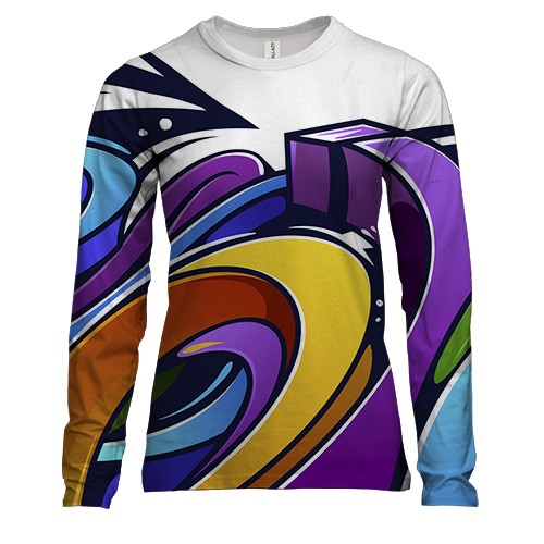 Женский 3D лонгслив с цветной абстракцией