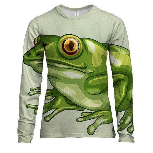 Женский 3D лонгслив с зеленой лягушкой