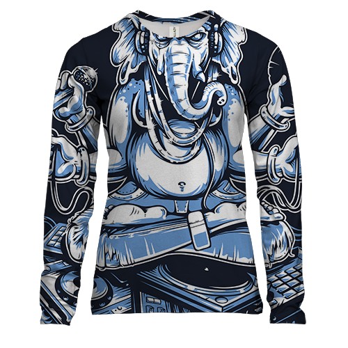 Жіночий 3D лонгслів зі слоном діджеєм