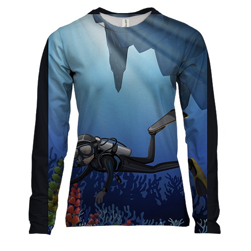 Женский 3D лонгслив с ярким дайвером