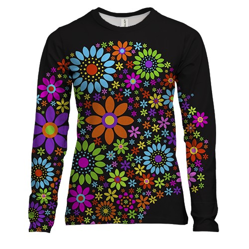 Женский 3D лонгслив с цветочным силуэтом