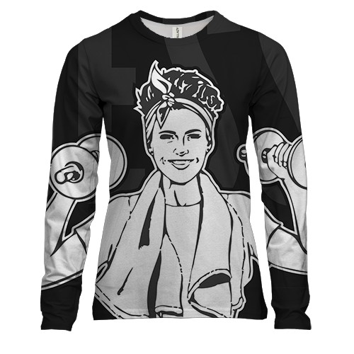 Жіночий 3D лонгслів с фитнесс девушкой