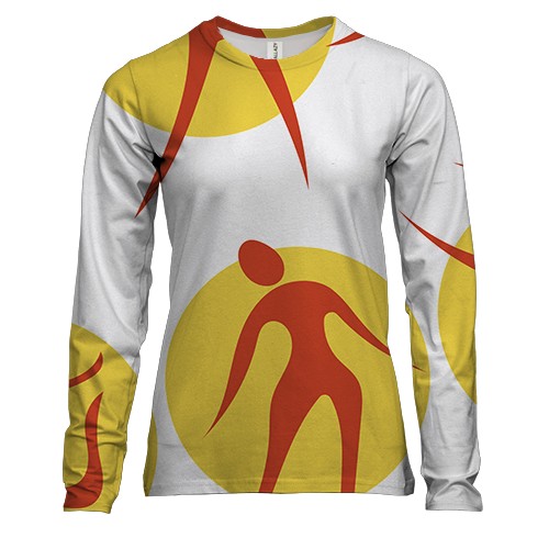 Жіночий 3D лонгслів з іконками фітнес дівчат