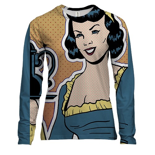 Женский 3D лонгслив с поп-арт женщиной