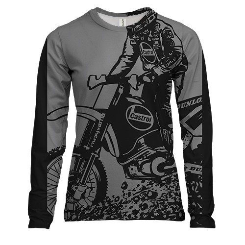 Женский 3D лонгслив с серым мотоциклистом