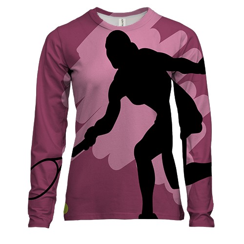 Женский 3D лонгслив с розовым игроком в теннис