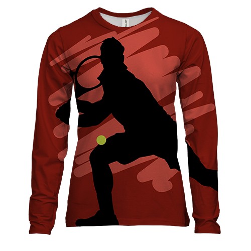 Женский 3D лонгслив с красным игроком в теннис