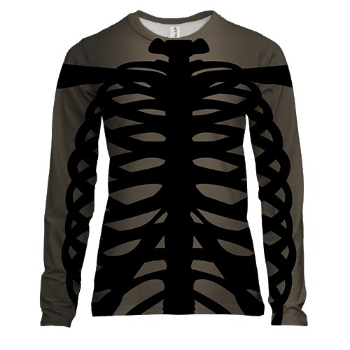Жіночий 3D лонгслів з чорним скелетом