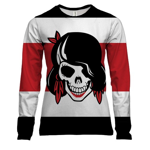 Жіночий 3D лонгслів з дівчиною скелетом (2)