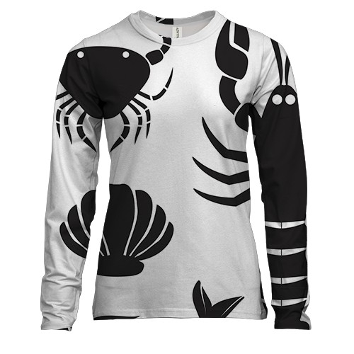 Женский 3D лонгслив с морскими животными