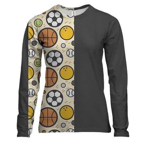 Женский 3D лонгслив со спортивными мячами